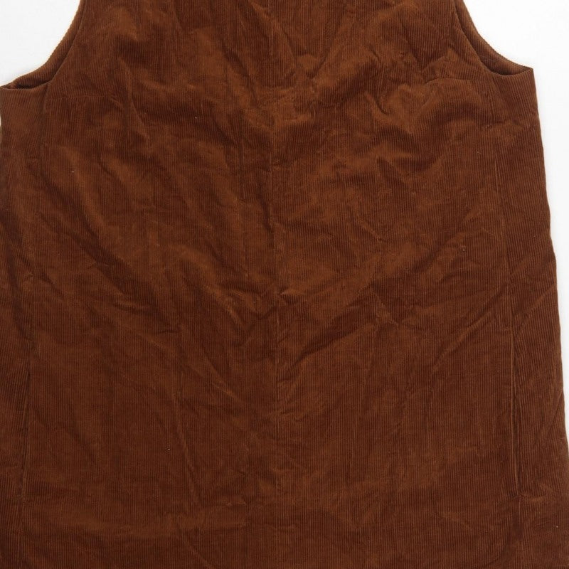 COS Women Brown Corduroy Shift Dress UK 16 Sleeveless Lined