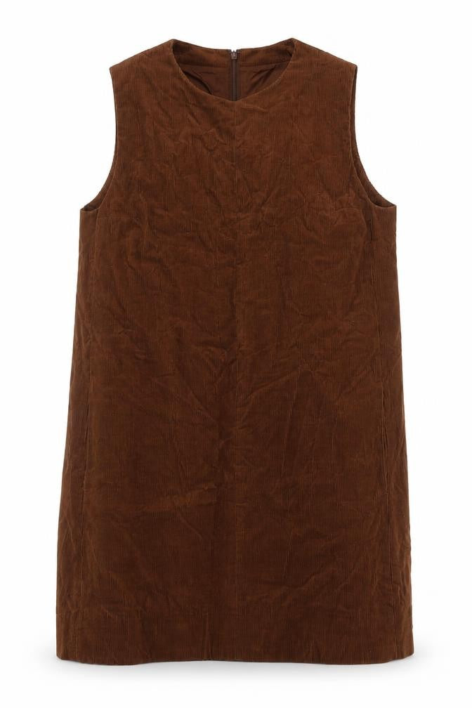 COS Women Brown Corduroy Shift Dress UK 16 Sleeveless Lined