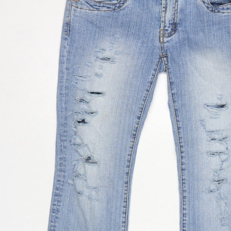 Adore Women’s Blue Size 12 Low Rise Distressed Bootcut Stretch Jeans