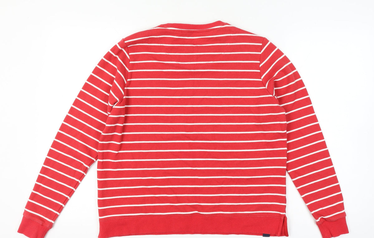 Lighthouse Women’s Red White Stripe Sweatshirt UK 10 Seaside Cotton Blend