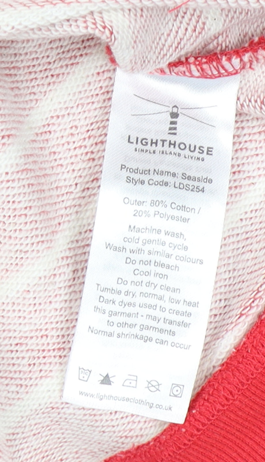 Lighthouse Women’s Red White Stripe Sweatshirt UK 10 Seaside Cotton Blend