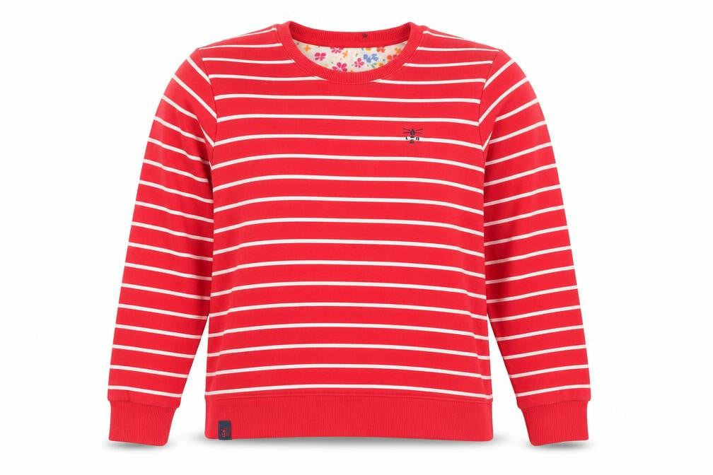 Lighthouse Women’s Red White Stripe Sweatshirt UK 10 Seaside Cotton Blend