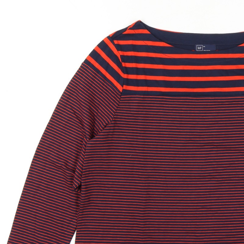GAP Women’s Multicoloured XL Striped Cotton Raglan Long Sleeve T-Shirt