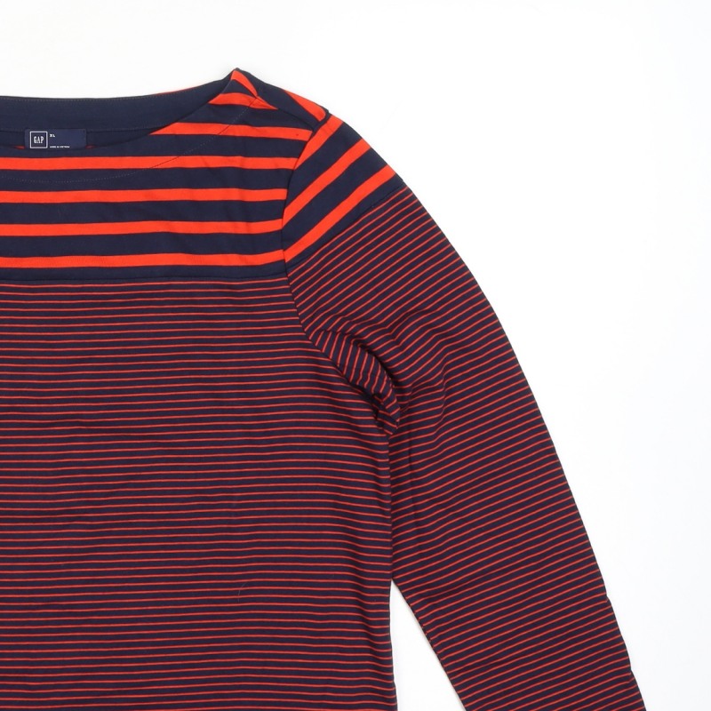 GAP Women’s Multicoloured XL Striped Cotton Raglan Long Sleeve T-Shirt