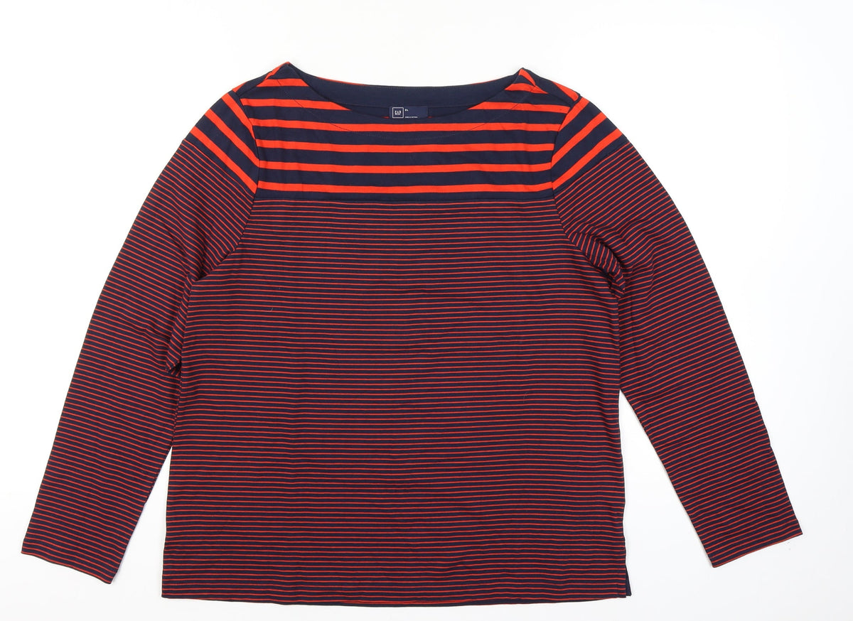 GAP Women’s Multicoloured XL Striped Cotton Raglan Long Sleeve T-Shirt