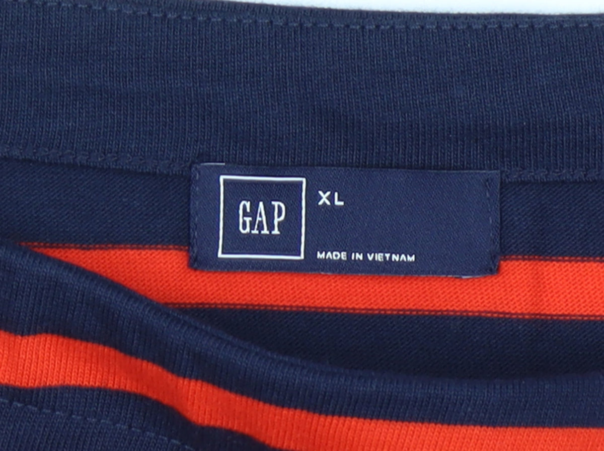 GAP Women’s Multicoloured XL Striped Cotton Raglan Long Sleeve T-Shirt