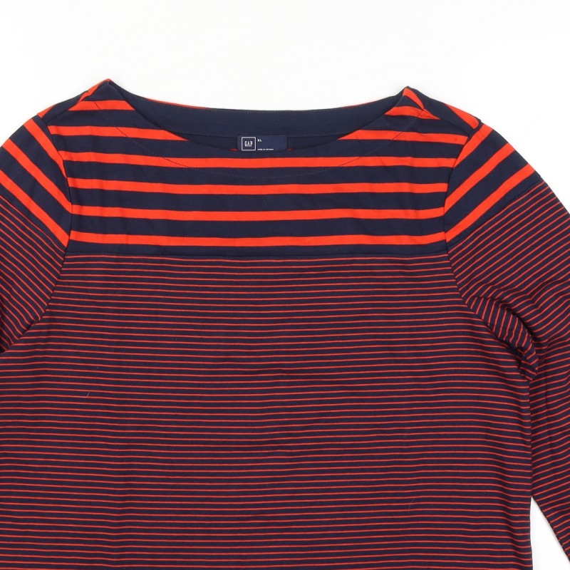GAP Women’s Multicoloured XL Striped Cotton Raglan Long Sleeve T-Shirt