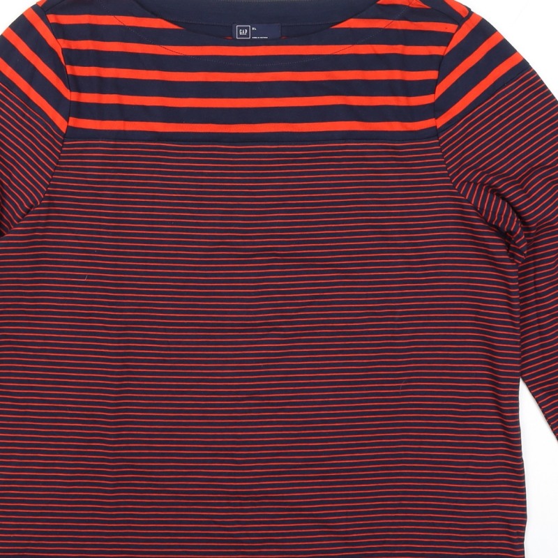 GAP Women’s Multicoloured XL Striped Cotton Raglan Long Sleeve T-Shirt