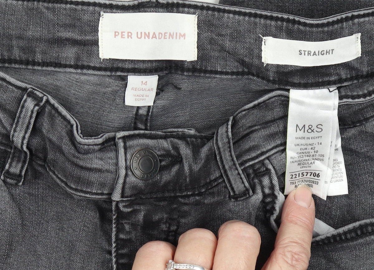 M&S Per Una Women Grey UK 14 Regular Straight Stretch Jeans