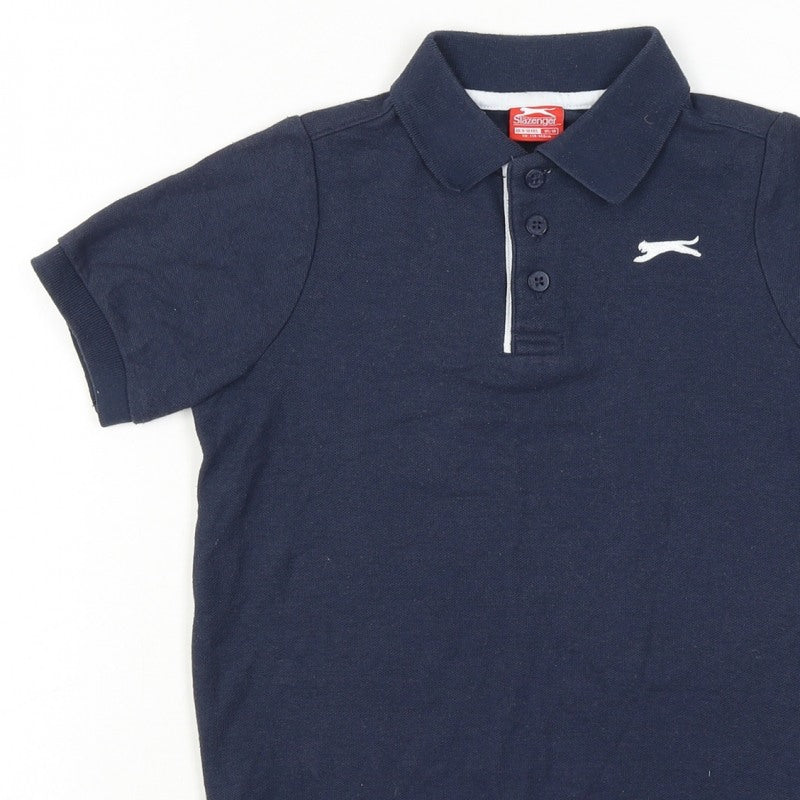 Additional view of Slazenger boys’ blue 9-10 years short sleeve logo polo shirt