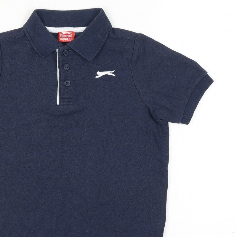 Additional view of Slazenger boys’ blue 9-10 years short sleeve logo polo shirt