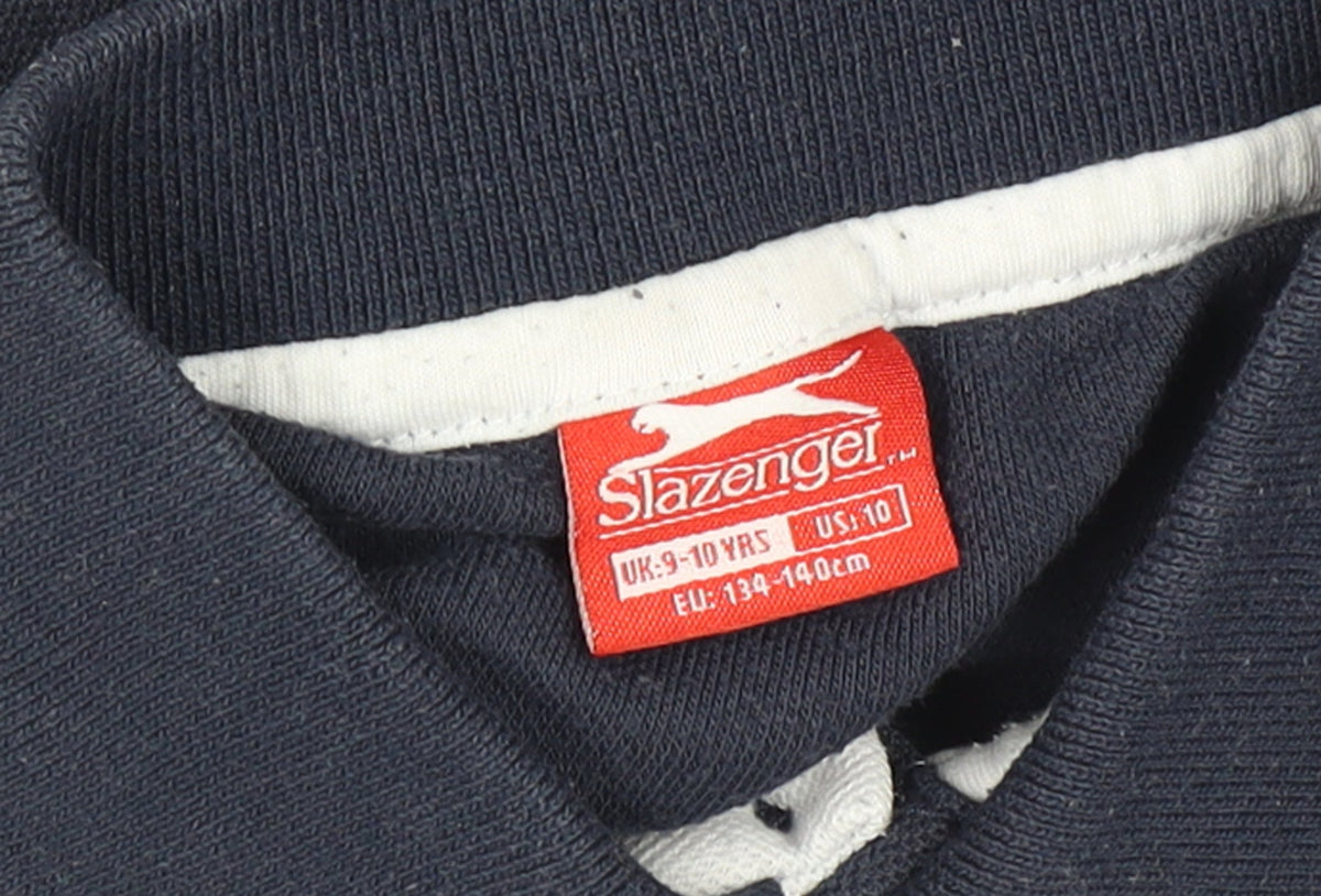 Additional view of Slazenger boys’ blue 9-10 years short sleeve logo polo shirt