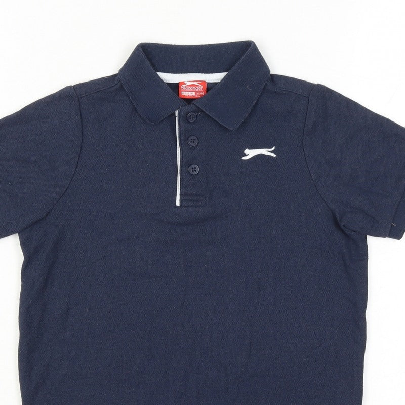 Additional view of Slazenger boys’ blue 9-10 years short sleeve logo polo shirt