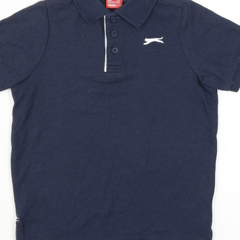 Additional view of Slazenger boys’ blue 9-10 years short sleeve logo polo shirt
