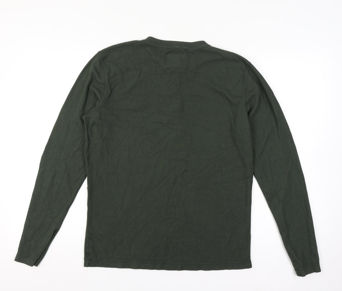 Superdry Men’s Green L Long Sleeve Cotton Henley Button-Up Top