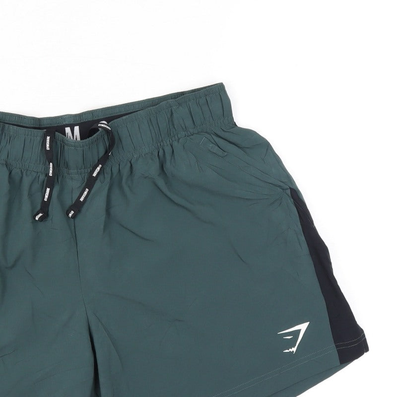 Gymshark Men's Green M Athletic Training Shorts Drawstring Logo