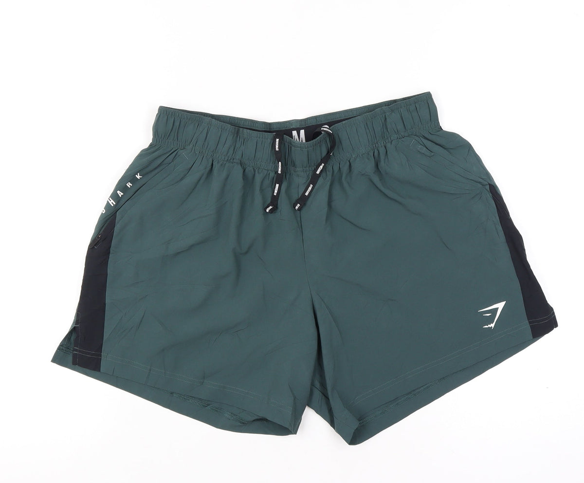 Gymshark Men's Green M Athletic Training Shorts Drawstring Logo