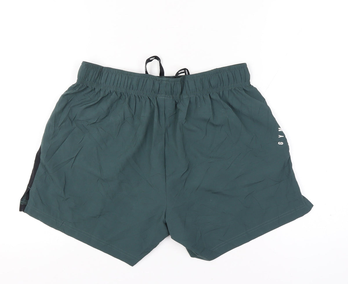 Gymshark Men's Green M Athletic Training Shorts Drawstring Logo