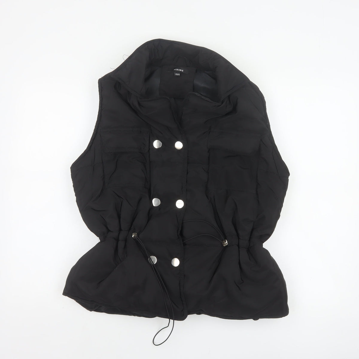 Rising Women's Black XS Padded Puffer Waistcoat Drawstring Pockets