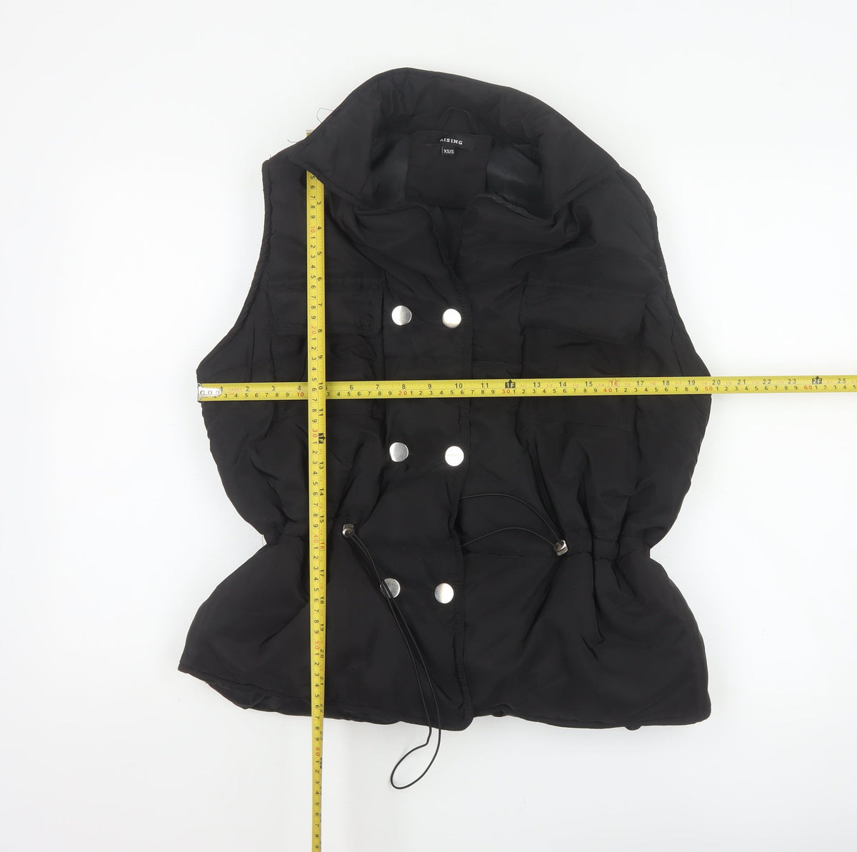 Rising Women's Black XS Padded Puffer Waistcoat Drawstring Pockets