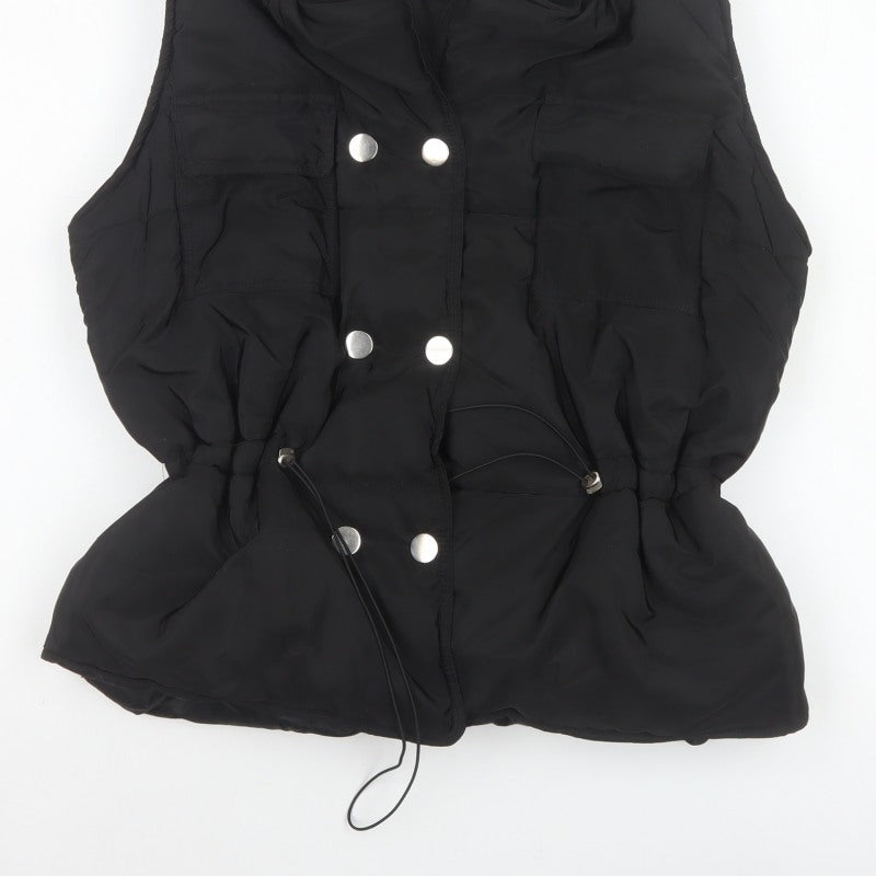 Rising Women's Black XS Padded Puffer Waistcoat Drawstring Pockets