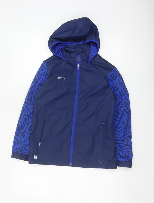 Kipsta Boys Blue 8-9 Years Hooded Windbreaker Football Jacket