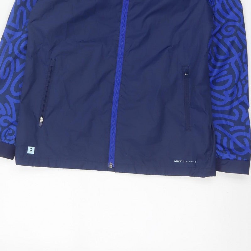 Additional view of Kipsta boys’ blue 8-9 years hooded windbreaker football jacket