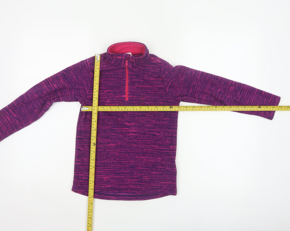 Decathlon Girls Purple Fleece 1/4 Zip Pullover Sweatshirt 6 Years