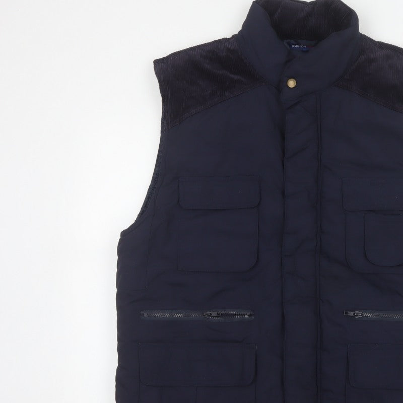 Boston 103 Men's Blue M Padded Utility Waistcoat Corduroy Trim