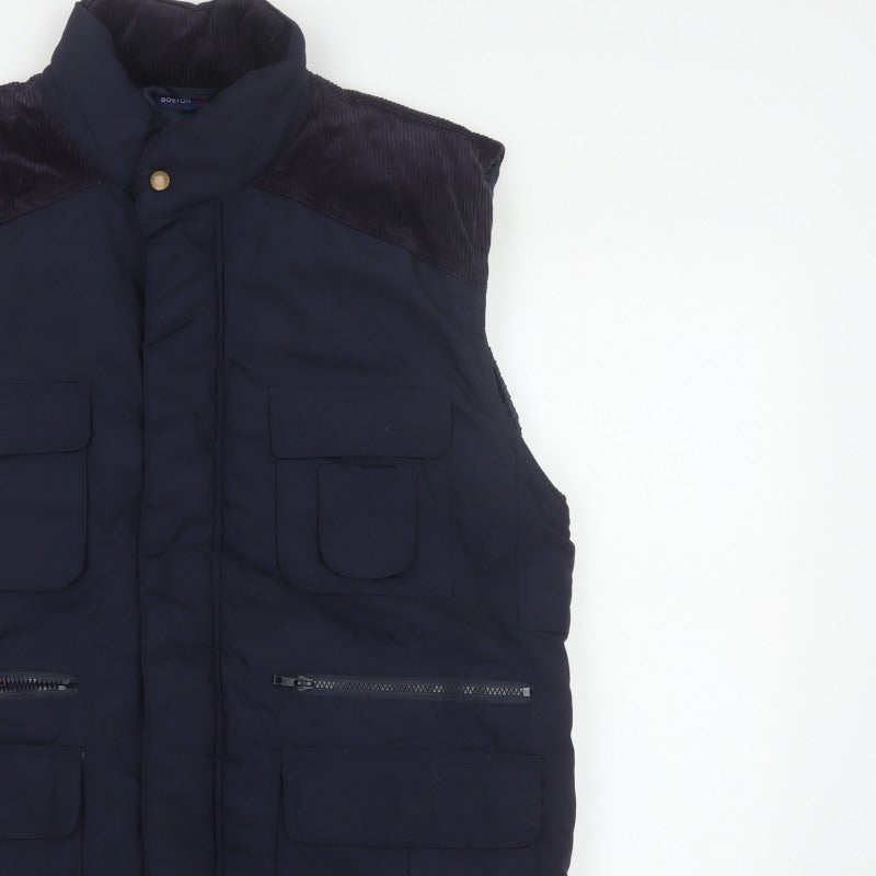 Boston 103 Men's Blue M Padded Utility Waistcoat Corduroy Trim