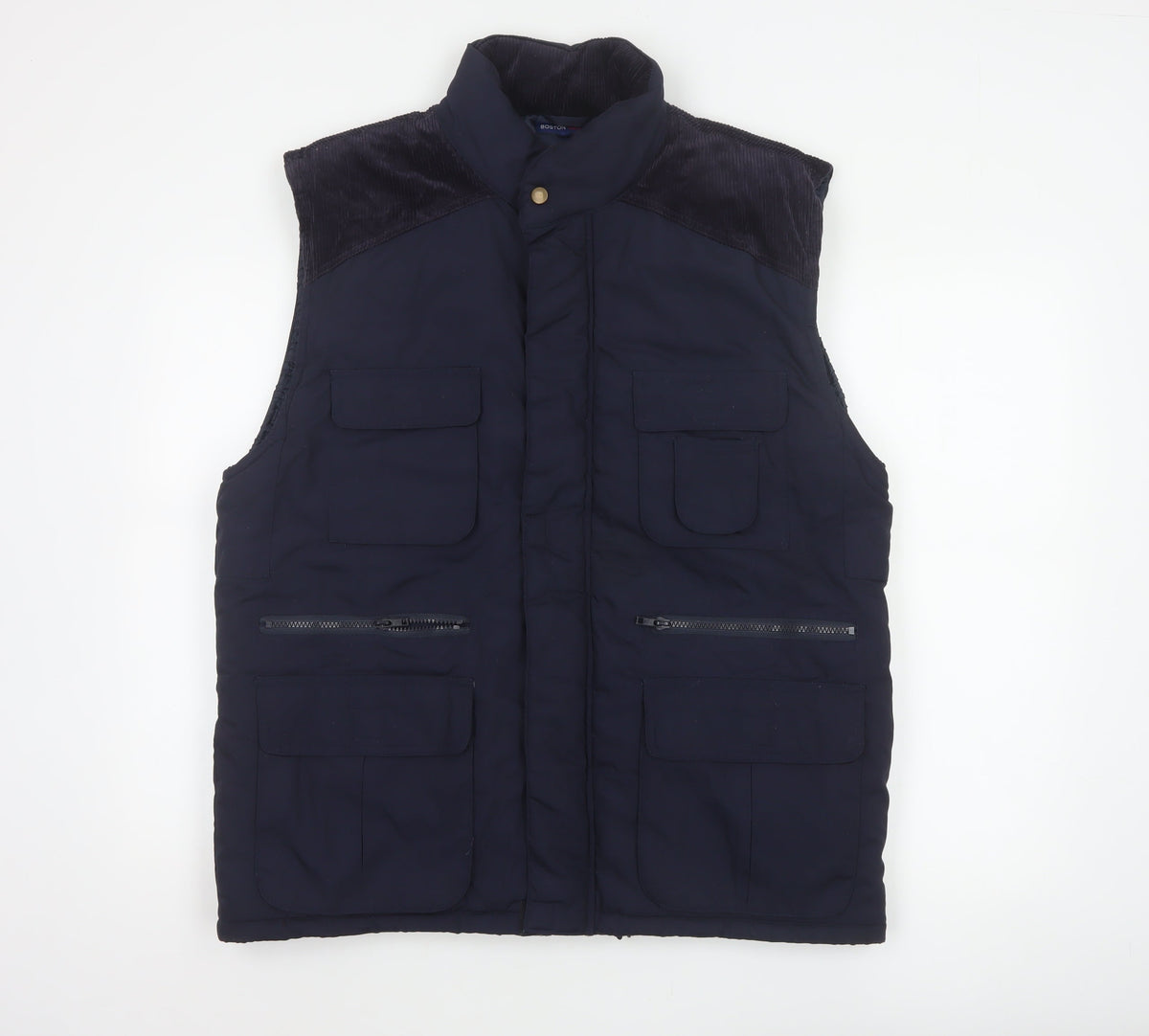 Boston 103 Men's Blue M Padded Utility Waistcoat Corduroy Trim