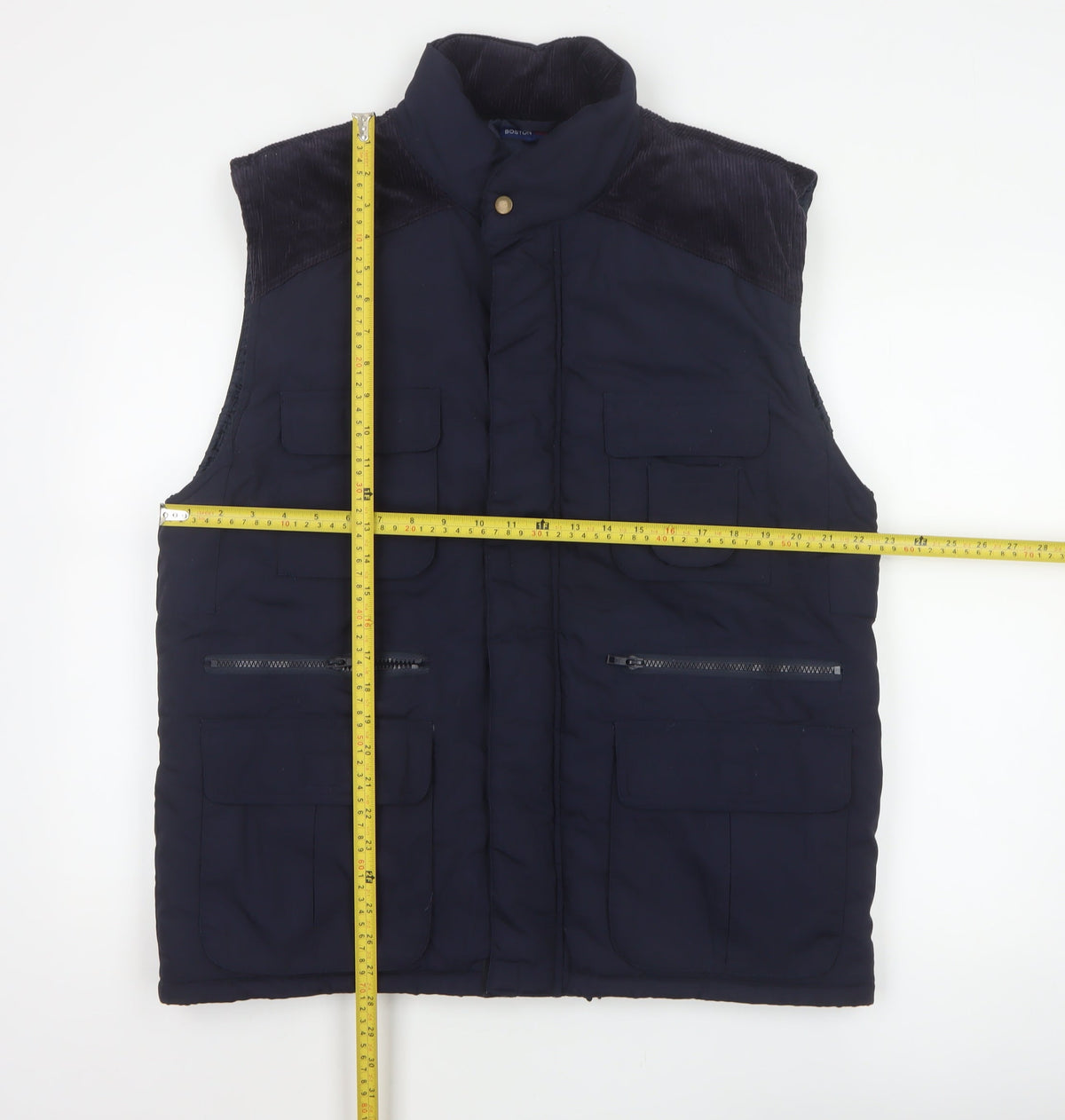 Boston 103 Men's Blue M Padded Utility Waistcoat Corduroy Trim