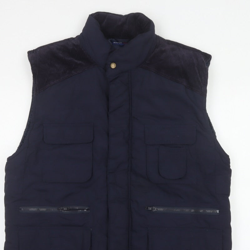 Boston 103 Men's Blue M Padded Utility Waistcoat Corduroy Trim