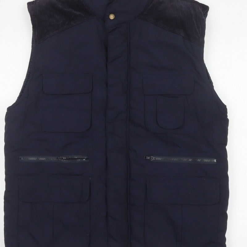 Boston 103 Men's Blue M Padded Utility Waistcoat Corduroy Trim