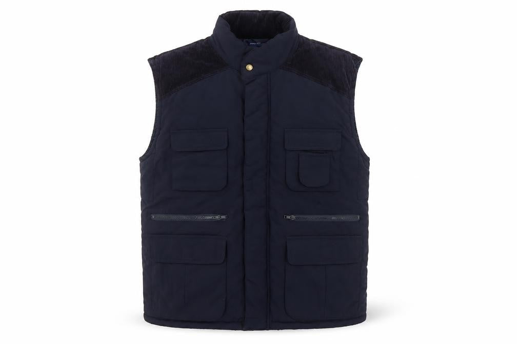 Boston 103 Men's Blue M Padded Utility Waistcoat Corduroy Trim