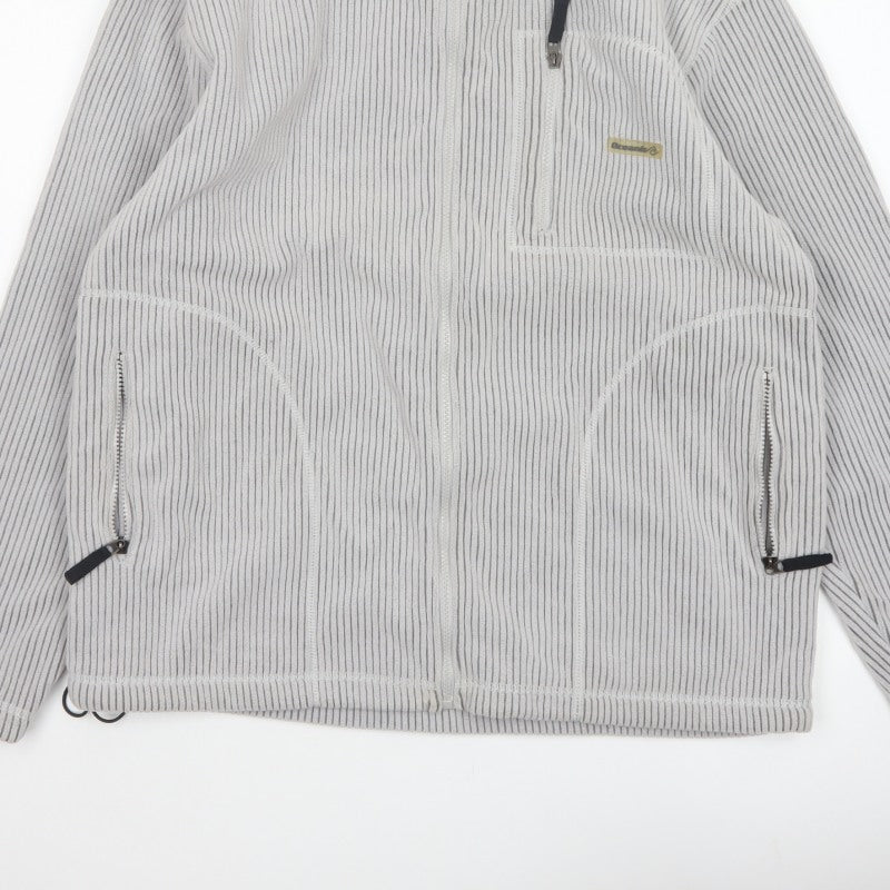 72 Oceanic Men’s Grey Striped Fleece Thermal Tech Jacket Size M Full Zip