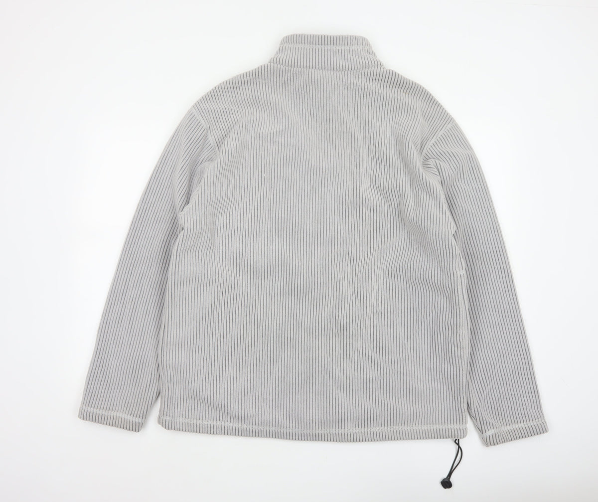 72 Oceanic Men’s Grey Striped Fleece Thermal Tech Jacket Size M Full Zip