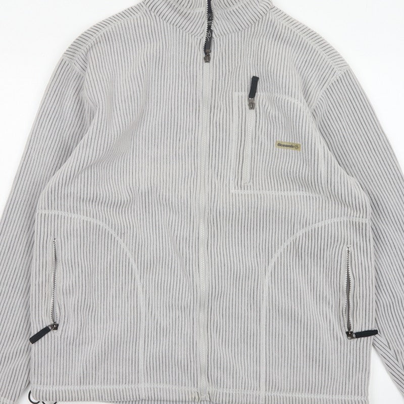 72 Oceanic Men’s Grey Striped Fleece Thermal Tech Jacket Size M Full Zip