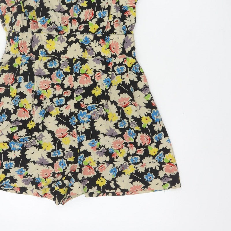 Topshop Women’s Multicoloured Floral Playsuit UK 12 Sleeveless Zip