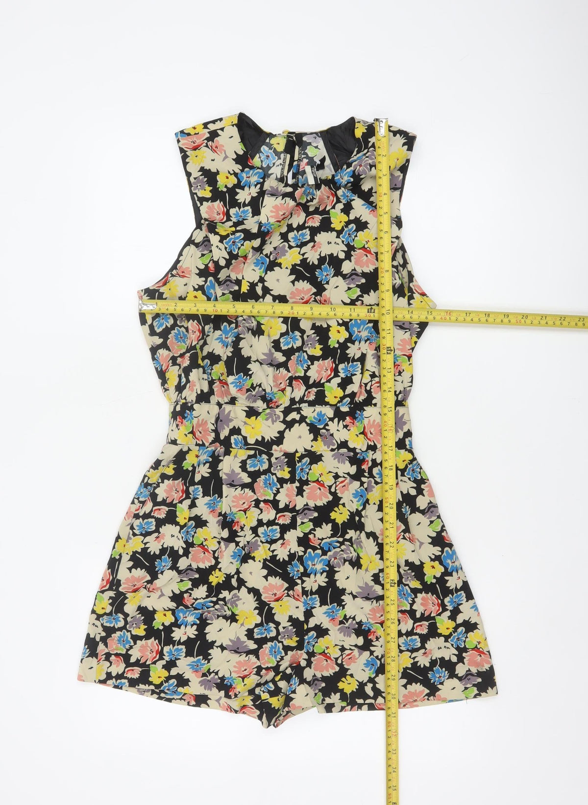 Topshop Women’s Multicoloured Floral Playsuit UK 12 Sleeveless Zip