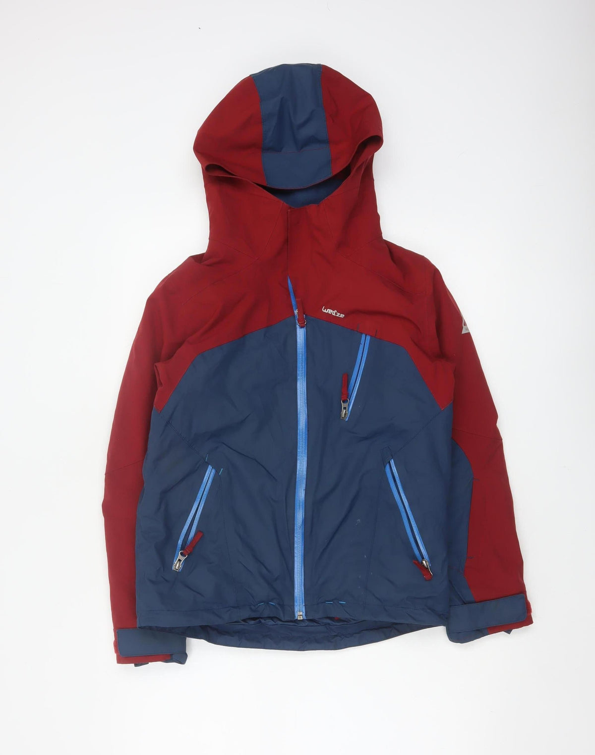 Wedze Boys Red Blue 12 Years Ski Jacket Hooded Full Zip