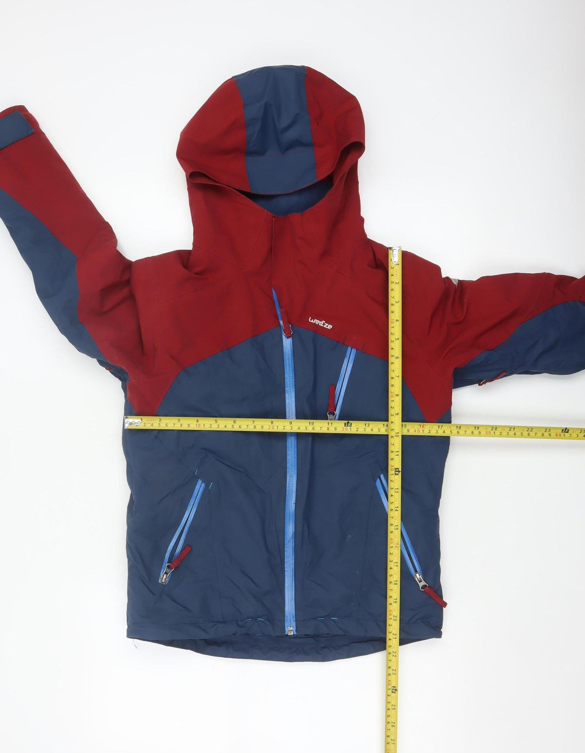 Wedze Boys Red Blue 12 Years Ski Jacket Hooded Full Zip