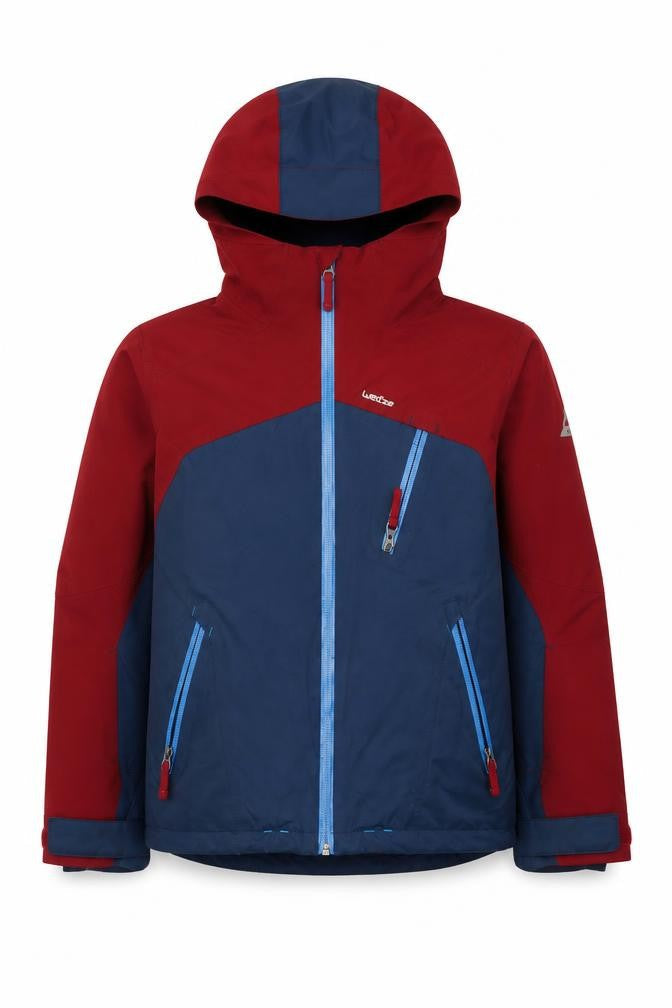 Wedze Boys Red Blue 12 Years Ski Jacket Hooded Full Zip