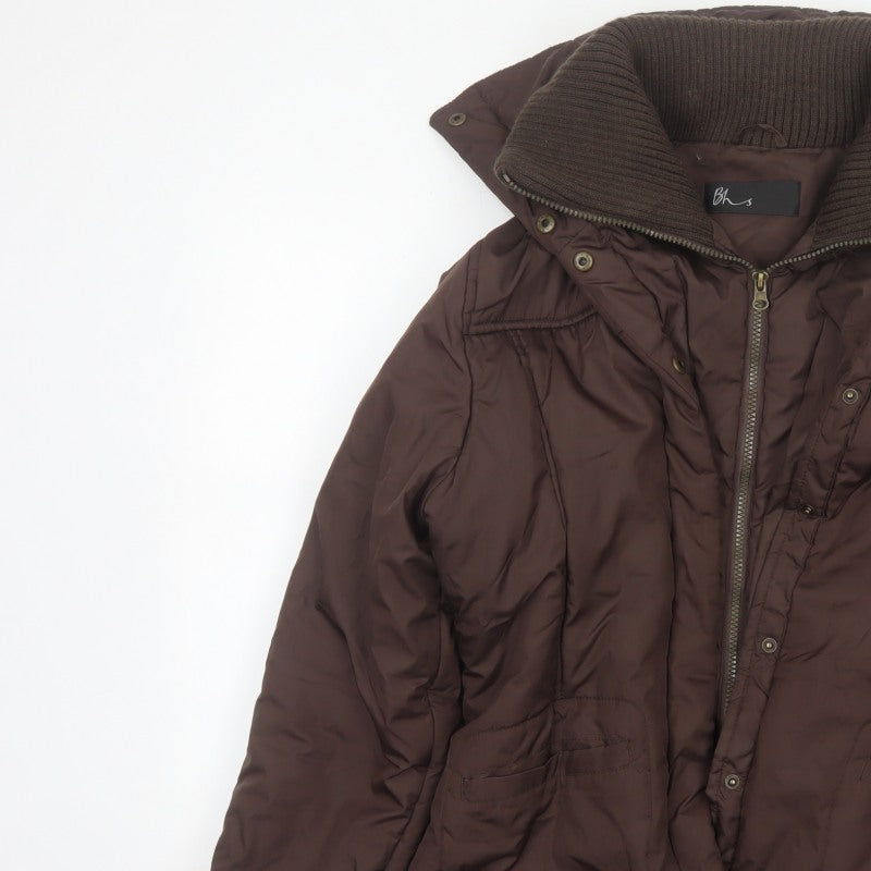 Bhs Women’s Brown UK 14 Puffer Jacket Padded Full Zip