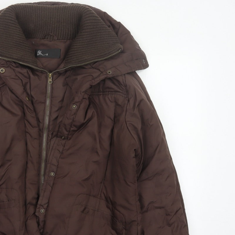 Bhs Women’s Brown UK 14 Puffer Jacket Padded Full Zip