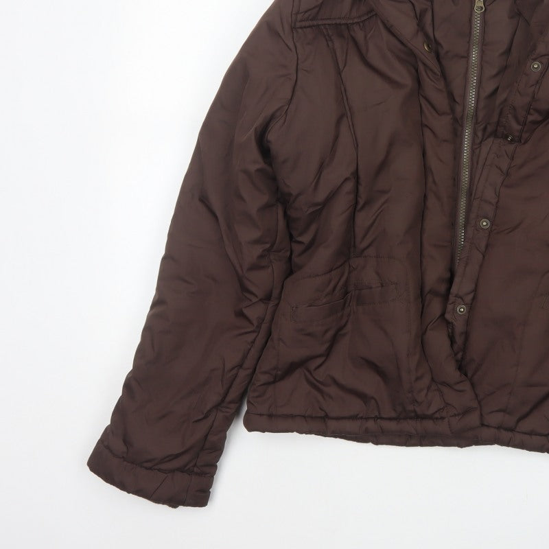 Bhs Women’s Brown UK 14 Puffer Jacket Padded Full Zip