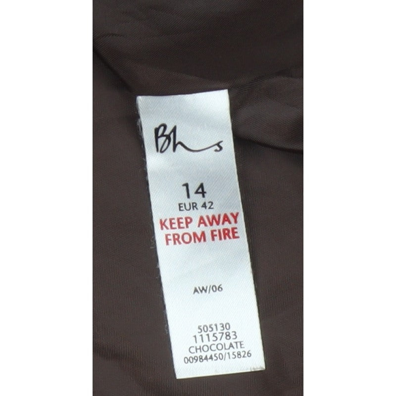 Bhs Women’s Brown UK 14 Puffer Jacket Padded Full Zip