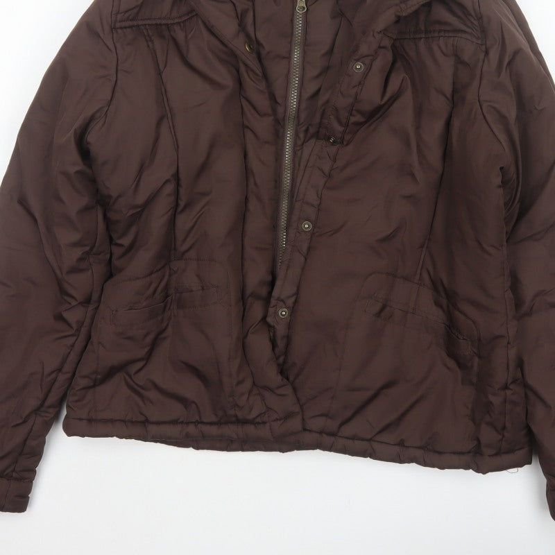 Bhs Women’s Brown UK 14 Puffer Jacket Padded Full Zip