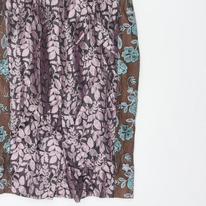 Byron Lars Women Multicoloured Floral Sheath Dress UK 8 Embroidered