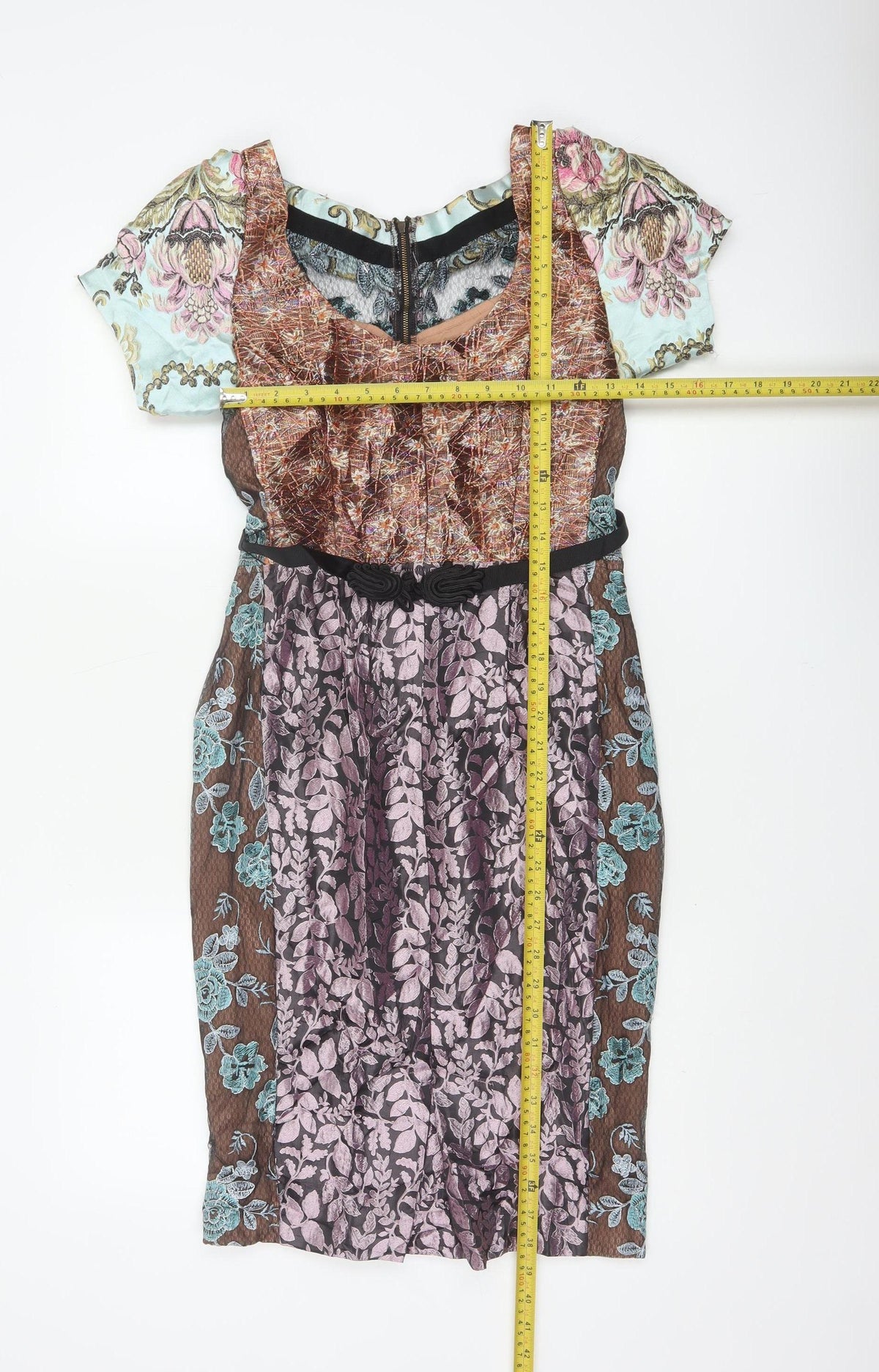 Byron Lars Women Multicoloured Floral Sheath Dress UK 8 Embroidered